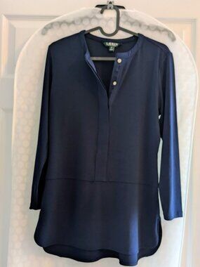 LAUREN Ralph Lauren Dark Blue/Navy Tunic - Size Petite Medium